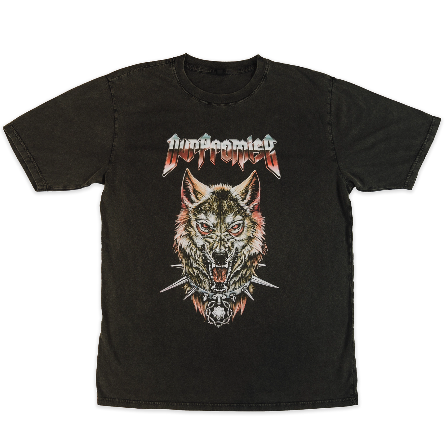 Retro Wolf Stone Washed Oversize T-Shirt