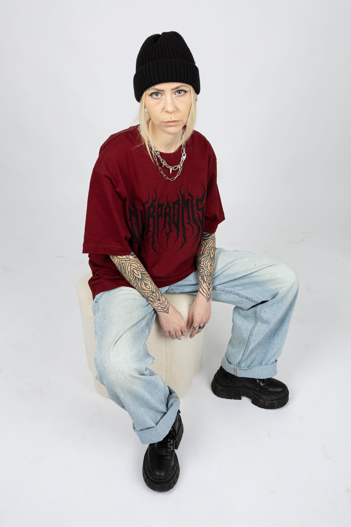 Metallogo Bordeaux Oversize T-Shirt