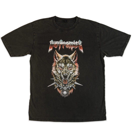 Retro Wolf Stone Washed Oversize T-Shirt